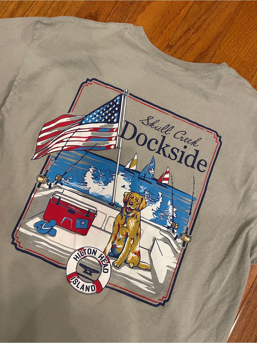 Skull Creek Dockside Hilton Head Island Souvenir Vacation Tee T-Shirt Large